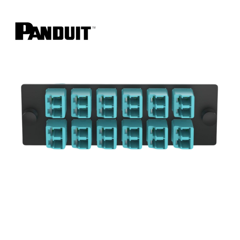 Panel con 12 Coples Dúplex LC Multimodo Panduit 10Gig OM3/OM4